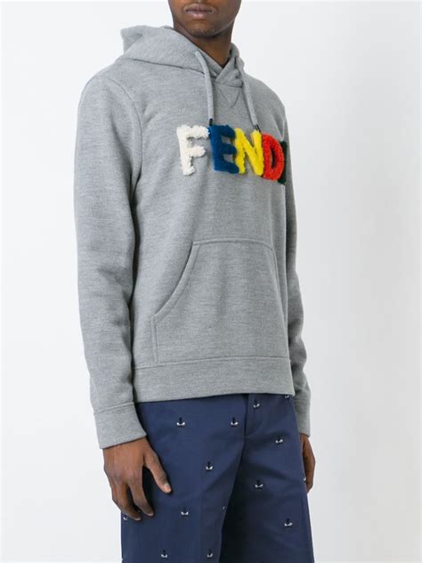 black fendi hoodie men's|fendi men's gray pullover hoodie.